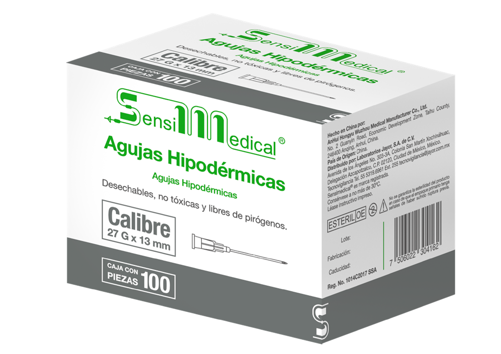 AGUJAS HIPODERMICAS 27X13 MM C/100
