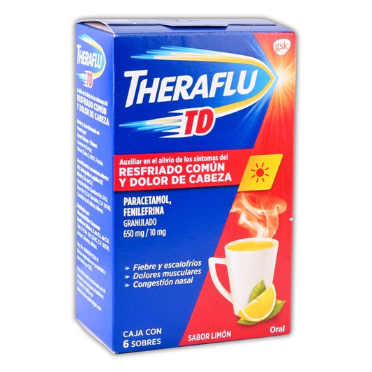 THERAFLU TD LIMON 6 SOB 650/10 MG