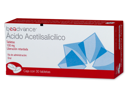 ACIDO ACETILSALICILICO 30 TAB 100MG - Beadvance