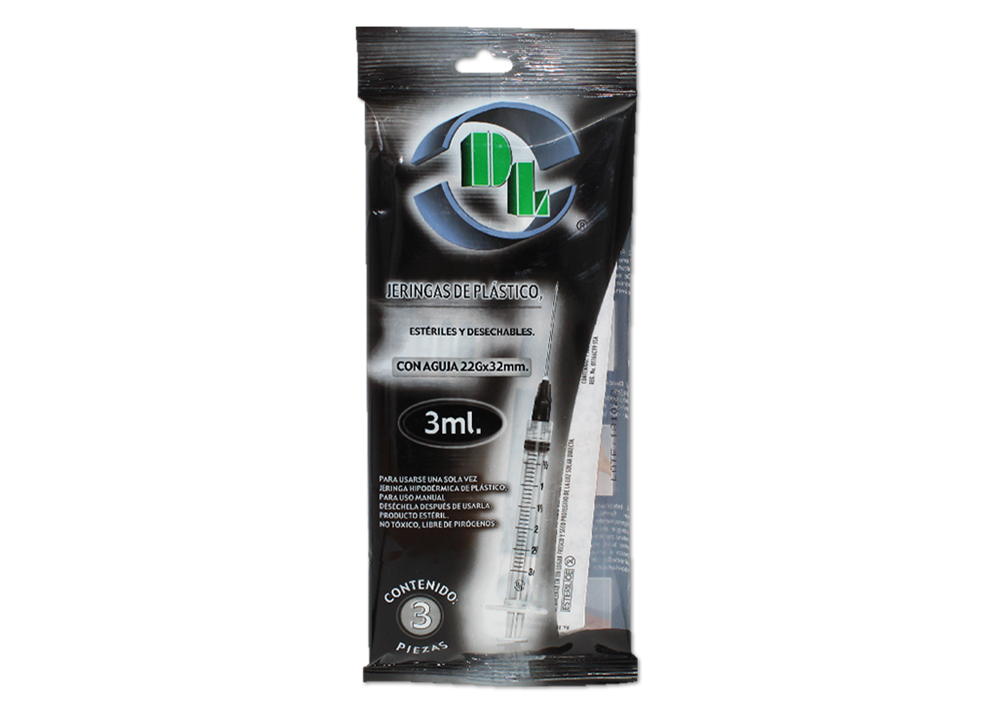 JERINGA NEGRA 3 JERS 22X32MM/3 ML