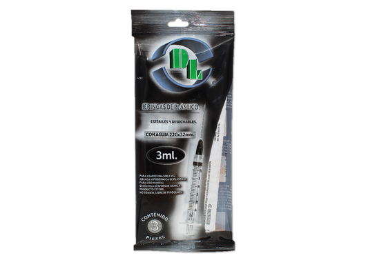 JERINGA NEGRA 3 JERS 22X32MM/3 ML