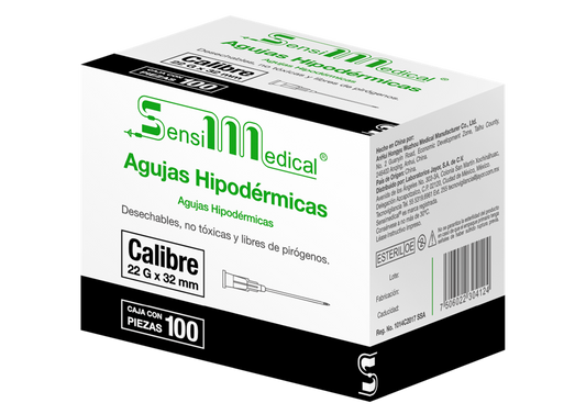 AGUJAS HIPODERMICAS 100 AGUJAS 22X32 MM