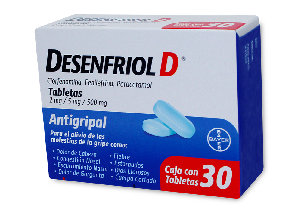 DESENFRIOL D 30 TAB 500/5/2 MG