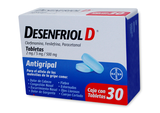 DESENFRIOL D 30 TAB 500/5/2 MG