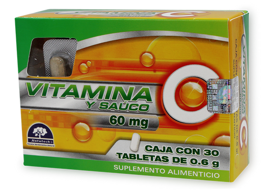 VITAMINA C Y SAUCO 60 MG 30 TAB