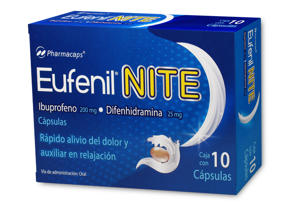 EUFENIL NITE 10 CAP 200/ 25 MG