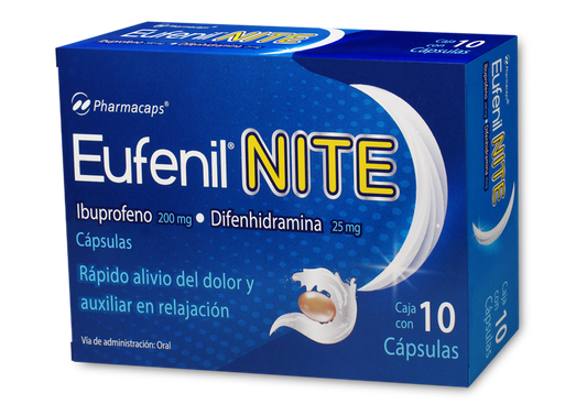 EUFENIL NITE 10 CAP 200/ 25 MG
