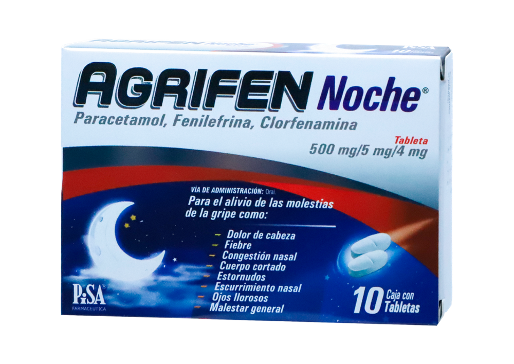 AGRIFEN NOCHE 10 TAB 500/5/4 MG