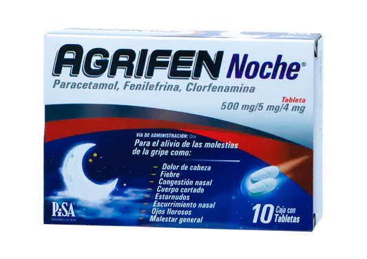 AGRIFEN NOCHE 10 TAB 500/5/4 MG