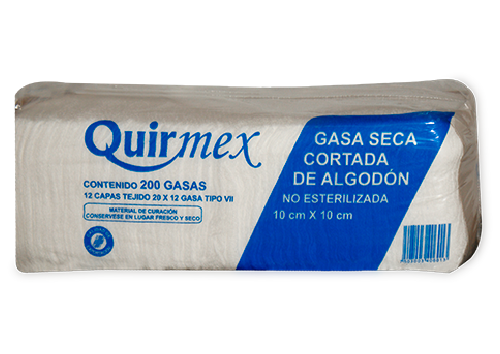 GASA SECA 12 CAPAS 200 GASAS 10CMX10CM
