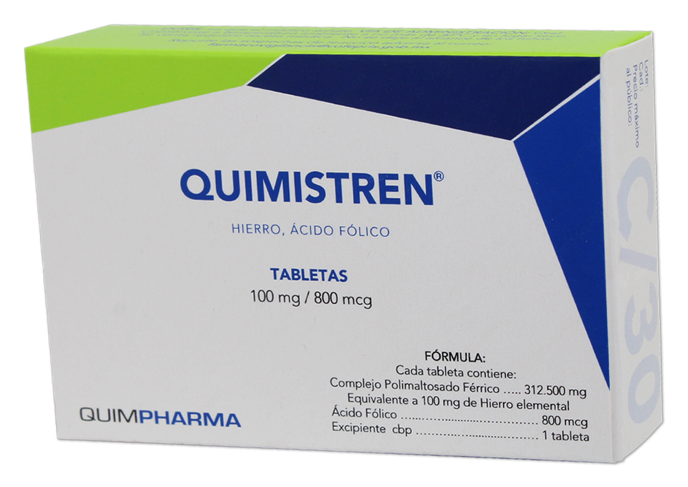 QUIMISTREN 30 TAB 100MG/800 MCG