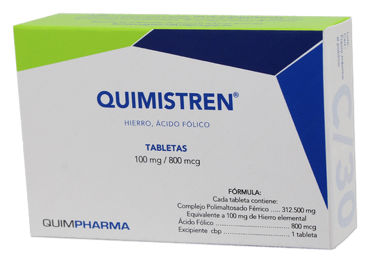 QUIMISTREN 30 TAB 100MG/800 MCG