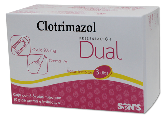 CLOTRIMAZOL DUAL 3 OVS 200MG 1CMA 10G 1%