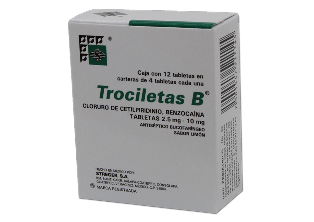TROCILETAS-B LIMON. 12 TAB 2.5/10 MG