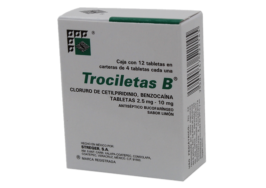 TROCILETAS-B LIMON. 12 TAB 2.5/10 MG
